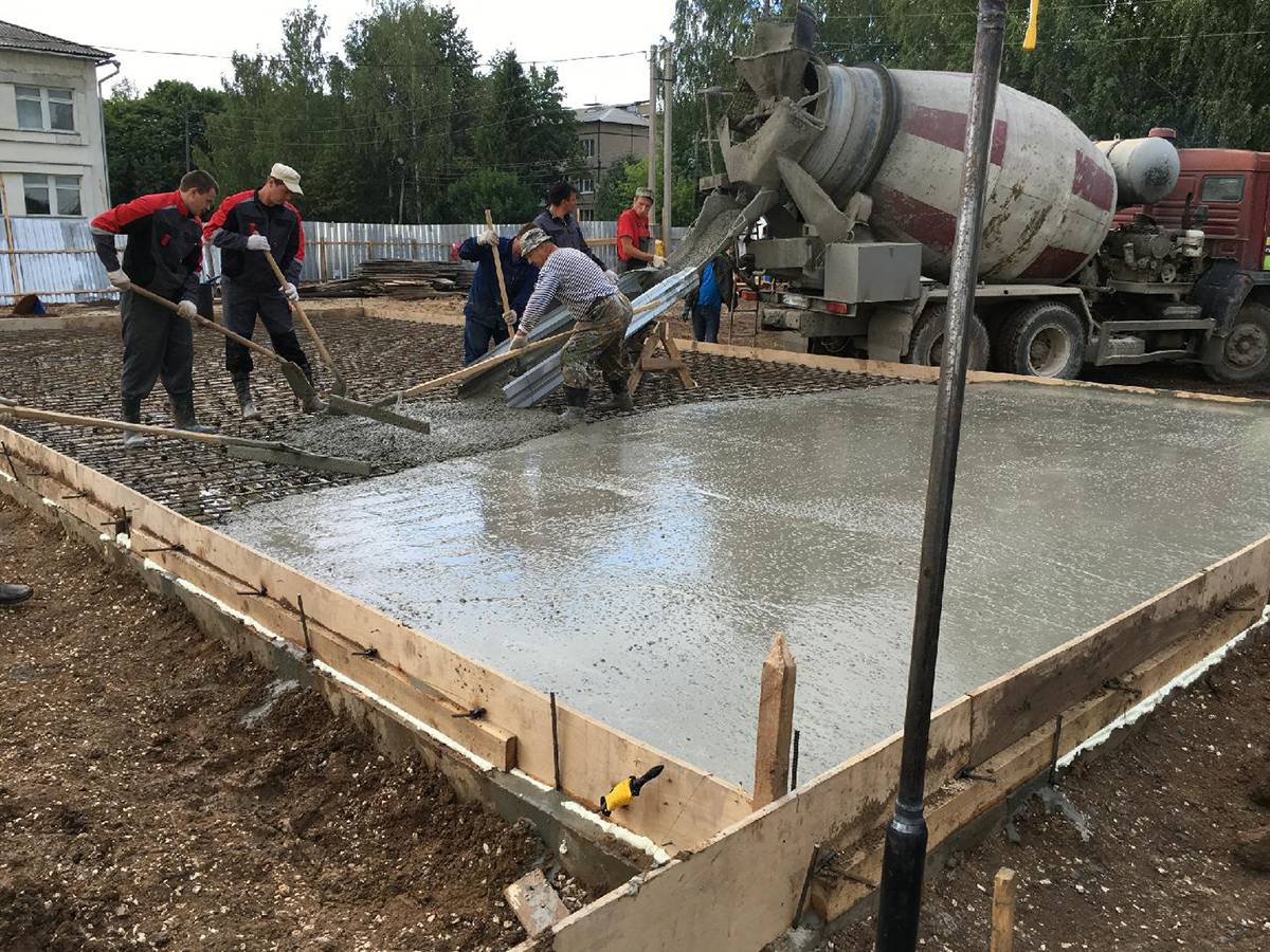 Процедура заливки двора бетоном